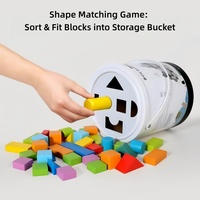 Juguete Educativo Montessori para Niños, 2 en 1, Juego de Bloques de Construcción de Madera Creativos y Coloridos de 100 Piezas con Cubo Portátil