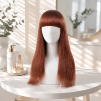 Perruque en cheveux humains naturels indiens Remy, longue et droite, avec frange latérale, densité 200%, fabriquée à la machine, pour femmes noires