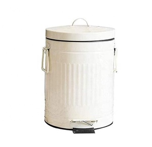 Roman Bin Retro Foot Pedal Trash Can Galvanized 3L 5L 12L 20L 30L Stainless Steel Waste Bin