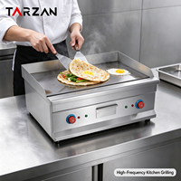 Plaque de cuisson électrique professionnelle en acier inoxydable à surface entièrement rainurée pour restaurant et hôtel