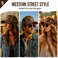 Gorra de Béisbol de Algodón Marrón Lavado con Bordado de Aves al Atardecer, Estilo Vintage, para Vacaciones en la Playa, Regalo