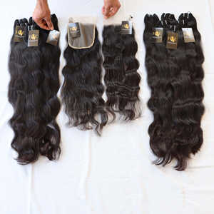 Sien-extensiones de cabello humano brasileño virgen, mechones de cabello humano liso de onda profunda, suelto, peruano, con cierre Frontal de encaje fino - Product Image 3