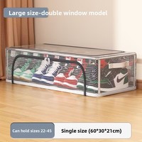 Boîte de rangement transparente épaisse anti-poussière à installation gratuite pour chaussures et vêtements, organisateurs de systèmes de placards personnalisés pour sous le lit