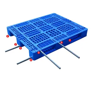 Palé de plástico h1 de 4 vías, 1200x1000, virgen, HDPE, con tubo de acero