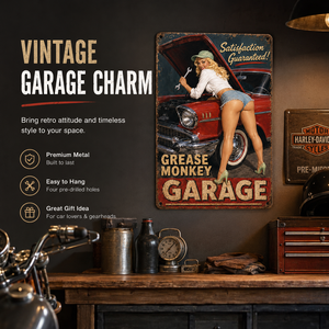 Plaque <span class=keywords><strong>Murale</strong></span> Métallique en Fer Imprimée UV Rouge, Motif Garage Pin Girl Art Déco Voiture Vintage Femme, Décoration <span class=keywords><strong>Murale</strong></span> pour Maisons, Bars, Clubs, Cafés, 8x12 Pouces - Product Image 5