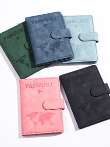 Porta Pasaporte de Cuero PU de Moda con Bloqueo RFID, Funda Protectora para Tarjetas, Ranuras para Tarjetas, Cartera de Viaje Elástica, Porta Pasaporte Elástico - Product Image 3