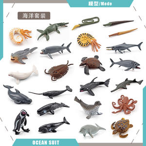 -Simulación de una variedad de conjuntos de animales marinos tiburón tortuga <span class=keywords><strong>ballena</strong></span> delfín pingüino cangrejo criaturas marinas Decoración - Product Image 2