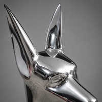 Escultura de Metal de Doberman en Acero Inoxidable Espejado, Escultura de Metal Personalizada de Animales Grandes para Decoración de Jardín de Hoteles de Lujo