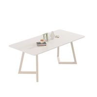 Table à manger rectangulaire en ardoise blanche pure de style français et ensemble de chaises, mobilier de maison, luxe léger, moderne et simple