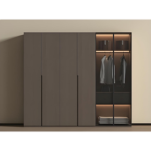Armoire en bois moderne professionnelle à 6 portes avec cadre en verre bronze, de sol à plafond, couleur blanc crème, <span class=keywords><strong>pour</strong></span> projet de luxe - Product Image 2