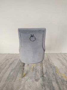 B8212 Luxueux anneau dos en velours dos boutonné italien moderne velours rembourré table à manger 6 chaises chaise de salle à manger - Product Image 5