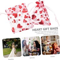 Sac cadeau en tulle organza recyclable avec cordon de serrage et impression sérigraphique pour Noël, la Saint-Valentin, artisanat