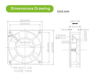 转换器冷却风扇110伏50 60hz高空气流量交流冷却器风扇120x120x38mm毫米 - Product Image 2