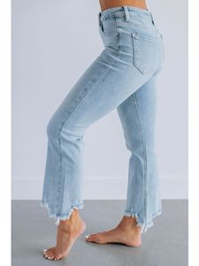 Pantalones Vaqueros <span class=keywords><strong>de</strong></span> Mujer Estilo 2026, Ligeramente Acampanados, <span class=keywords><strong>de</strong></span> 9 Pulgadas, Levanta Glúteos, Pierna Ancha, Adelgazantes, con Bordes Deshilachados - Product Image 4