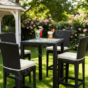Vanfayette Wicker Rattan <strong>Garden</strong> <strong>Bar</strong> <strong>Table</strong> <strong>and</strong> <strong>Stools</strong> Tiki <strong>Bar</strong> Set High Back PE Rattan for Restaurant Coffee <strong>bar</strong> Outside Decor - Product Image 2