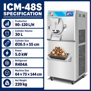 Máquina Industrial para Helados en Gelato, Congelador de Helados Duros, Cilindro de 30L, 90-120L/h, 5KW, 220V, para Buffet de Hotel, ICM-48S - Product Image 3