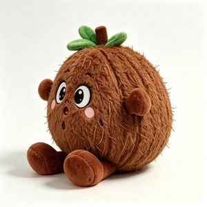 Peluche de Coco Personalizado, Adorable Peluche de Fruta Marrón Suave y Peludo con Hojas Verdes, Peluche de Coco Adorable y Esponjoso - Product Image 1