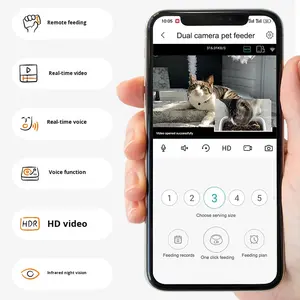 Otomatik Mama Kabı Çift Kameralı Akıllı Algılama Uzaktan Besleme Zamanlı Besleme Uygulama Desteği 6L Köpek Kedi - Product Image 4