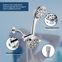 Ensemble de pomme de douche à main. Système de pomme de douche haute pression 18 fonctions double 2 en 1 avec tuyau en acier inoxydable et diviseur à 3 voies