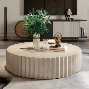 <span class=keywords><strong>โต๊ะ</strong></span>กาแฟ<span class=keywords><strong>ปูน</strong></span>ซีเมนต์ทรงกลมสีขาวลายร่องสไตล์โมเดิร์นร็อคฟาร์มเฮาส์สำหรับสำนักงาน สวน และกลางแจ้ง - Product Image 1