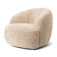 Fauteuil de salon minimaliste avec dossier incurvé, siège ultra-épais, fauteuil individuel en matériaux écologiques pour appartement