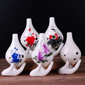 Ocarina en céramique à 6 trous, peinte à la main, à bec long, avec un son exceptionnel et un motif floral – Vente en gros - Product Image 2