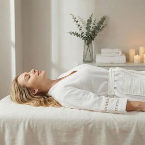 Robe de chambre en tissu gaufré blanc luxueux avec bordure en dentelle, peignoir léger en coton pour hôtel SPA, robe de chambre de style kimono pour femmes - Product Image 3