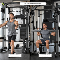 PINJIAN Machine Smith Robuste, Cage de Musculation Multifonctionnelle, Station de Gym Tout-en-un pour Entraînement de Force Complet du Corps