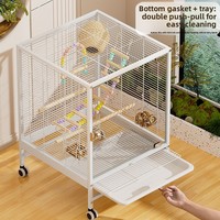 Grande cage à oiseaux de luxe, type villa, en métal massif, étanche aux éclaboussures, spacieuse, pour usage domestique, pour perruches pivoine et perroquets à col perlé