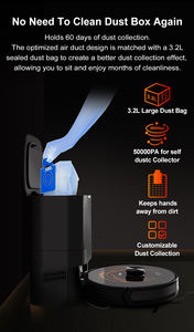 Robot aspirateur auto-nettoyant à remplissage automatique Fonction de nettoyage Filtre HEPA humide et sec pour les ménages <span class=keywords><strong>Batterie</strong></span> fonctionnelle espagnole - Product Image 3