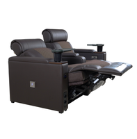 Canapé inclinable manuel en cuir PU 2 places avec table-bac pour cinéma et salon