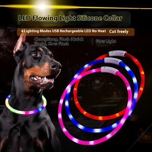 Collar de perro luminoso LED recargable, anillo de cuello para caminar nocturno antipérdida, arnés canino luminiscente de silicona con patrón sólido - Product Image 3