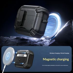 Funda Magnética Resistente para <span class=keywords><strong>AirPods</strong></span> <span class=keywords><strong>Pro</strong></span> 2 3 <span class=keywords><strong>con</strong></span> Bloqueo de Seguridad, Cubierta de Fibra de Carbono para <span class=keywords><strong>Carga</strong></span> Inalámbrica <span class=keywords><strong>MagSafe</strong></span> - Product Image 3