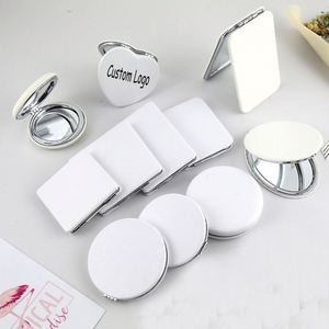 Miroir de poche compact rond classique pliable en cuir PU blanc vierge personnalisable DIY – Cadeaux publicitaires - Product Image 1