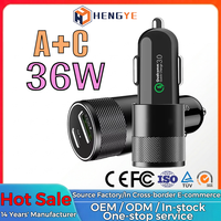 Chargeur de téléphone portable original super rapide 36w Qc3.0 Usb Type c 2 en 1 Chargeur rapide Usb 2 ports pour voiture