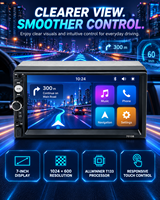 Lecteur MP5 pour voiture 7 pouces, CarPlay sans fil, Android Auto, écran tactile HD 1024x600 pour berline compacte, système audio pour fourgonnette