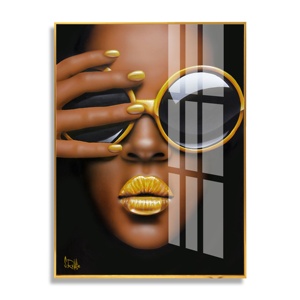 Arte Africano con Gafas y Mujer, Pintura <span class=keywords><strong>de</strong></span> Resina sobre <span class=keywords><strong>Pinturas</strong></span> Epóxicas, Pósters e Impresiones, Arte Acrílico para Pared, Cuadro para Sala <span class=keywords><strong>de</strong></span> Estar - Product Image 3