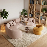 Canapé modulaire incurvé moderne en vente chaude, sièges rembourrés, coussins pour salon, appartement, hôtel, durable