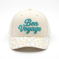 Gorra de Béisbol Personalizada de 6 Paneles, Sarga de Algodón Estampada, Visera Curva, Bordado 3D, Corona Alta Estructurada, Ajustable para Mujer, Gorras