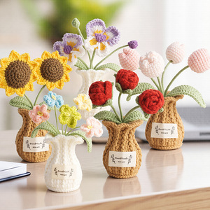 Decorazioni in Vaso con Fiori Simulati Intrecciati a Mano: Mughetto, Non-Ti-Scordar-Di-Me, Tulipano, Girasole, Rosa - Product Image 4