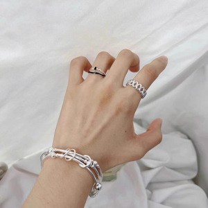 S925 Sterling Silver Geometric Hollow <b>Open</b> <b>Ring</b> Minimalist Index Finger Jewelry Unisex Everyday Wear - Product Image 2