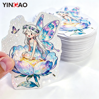 Autocollants en vinyle holographiques personnalisés en forme d'étoile, découpés sur mesure, imperméables, mignons, de style dessin animé, pour scrapbooking, journal, bouteille d'eau