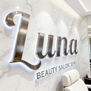 LC Stainless Steel Sign Backlit Metal Letter Signs Of Company Logo Sign Shipping Mall Store Signage