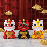 Statue de Lion Dansant de Guangzhou en ABS à Tête Oscillante, Décoration Traditionnelle Chinoise Porte-Bonheur pour la Maison