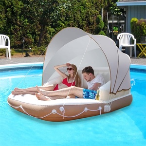 Materassino Gonfiabile Galleggiante Personalizzato per Due Persone - Doppio Lettino con Schienale e Tettuccio per <span class=keywords><strong>Piscina</strong></span> e Lago - Product Image 1