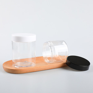 Transparent Pet Cosmetic <b>Bottles</b> 71mm Diameter Wide Mouth For Creams Lotions Scrubs 50-500ml Capacity Cylinder Shape - Product Image 1