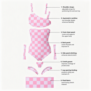 Combinaison de bain bébé personnalisée A26-20, imprimé Hawaï, dos croisé, polyester/nylon respirant et imperméable - Product Image 4