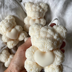 Rose Pattern Heart Hug Bear Scented Soy <b>Wax</b> <b>Candle</b> 3D Sculpted Aromatherapy <b>Candle</b> Valentine Gift Home Decor - Product Image 5