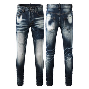 Nouvelle Arrivée Jean Droit Noir Homme Coupe Médium Style Urbain Rétro Extensible Effet Peinture Éclaboussée <span class=keywords><strong>Graffiti</strong></span> - Product Image 1