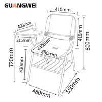 GUANGWEI Chaise d'étude moderne durable empilable pour étudiants en plastique épais Tableau d'écriture Salle de classe Bureau à domicile Chambre à coucher